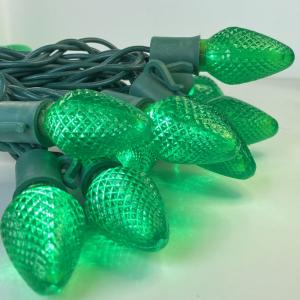 25-light C7 Green LED Christmas Lights, 8" Spacing Green Wire Outlet Shop Offer