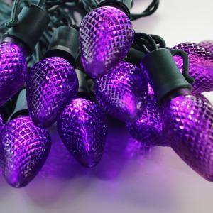 25-light C7 Purple LED Christmas Lights, 8" Spacing Green Wire Sale Great Deals