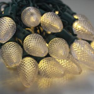 25-light C7 Warm White LED Christmas Lights, 8" Spacing Green Wire Clearance Explore