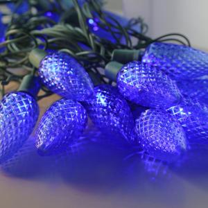 25-light C9 Blue LED Christmas Lights, 8" Spacing Green Wire Largest Supplier For Sale