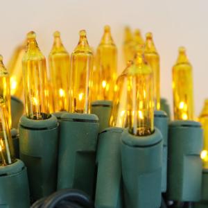 100-bulb Yellow Mini Lights, 2.5" Spacing, Green Wire Free Shipping Clearance Store