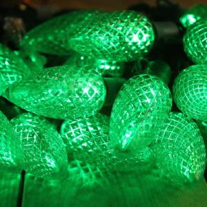 25-light C9 Green LED Christmas Lights, 8" Spacing Green Wire Cheap Fashionable