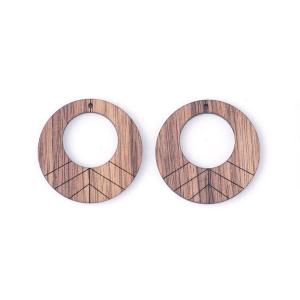 37.5mm Round Open Off Center Walnut Wood Component Set (1 Pair) For Sale Official Site