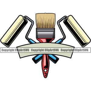 Painting Equipment With Ribbon White Background Design Element Color Design Element Renovation Paint House Home Improvement Wall Room Painter Repair Renovating Service Work Worker Painter DIY Art Logo Cheap Sale Outlet Store