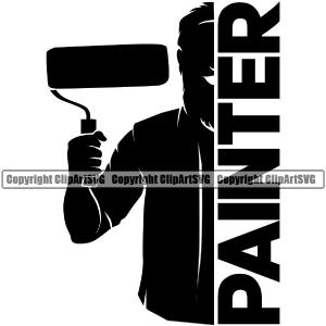 Painter Quote Painting Silhouette Character Holding Roller Brush Vector Design Element White Background Renovation Paint House Home Improvement Wall Room Painter Repair Renovating Service Work Worker Buy Cheap Official Site