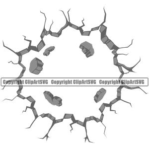 Object Exploding Through Cracked Hole Wall Floor Break Hit Smash Brick Broken Crack Piece Vector Design Element Crack Cracked Break Broken Glass Cement Brick Wall Floor Ground Clipart SVG Shipping Outlet Store Online