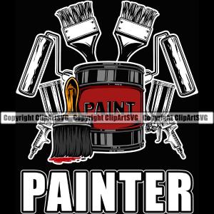 Painter White Quote Painting Renovation Paint House Home Improvement Wall Room Equipment Vector Black Background Design Element Painter Repair Renovating Service Work Worker Painter DIY Art Logo Clipa Deals Cheap Online