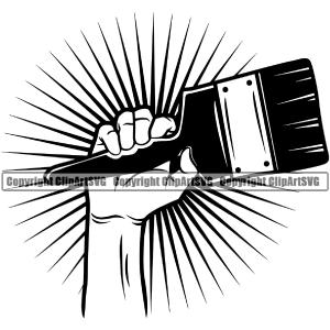 Black And White Color Hand Holding Paint Brush Background Sunshine Design Element Painting Renovation Paint House Home Improvement Wall Room Painter Repair Renovating Service Work Worker Painter DIY A Excellent Online