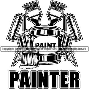 Black And White Painter Quote Painting Equipment Vector White Background Design Element Renovation Paint House Home Improvement Wall Room Painter Repair Renovating Service Work Worker Painter DIY Art Sale Cheapest