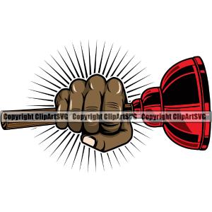 Plumber Pipe Repair Service Plumbing Work Kitchen Black Hand Punch Holding Plunger Professional Tool Repairman Handyman Equipment Drain Sunrise White Background House Water Maintenance Bathroom Clipar Sale Good Selling