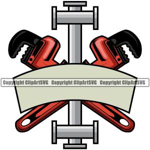 Plumber Pipe Wrench Crossed Design Element Repair Service Vector Plumbing Work House Water Maintenance Bathroom Kitchen Professional Tool Repairman Handyman Equipment Drain Clipart SVG Cheap Discounts