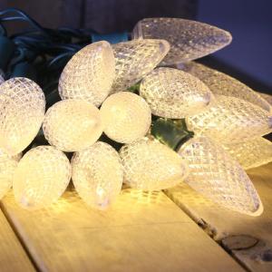 25-light C9 Warm White LED Christmas Lights, 8" Spacing Green Wire Reliable Cheap Online