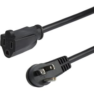 StarTech.com 3ft (1m) Power Extension Cord, Right Angle NEMA 5-15P to NEMA 5-15R, 13A 125V, 16AWG, Black, Flat Outlet Extension Cable PAC101R3 2025 New Sale Online