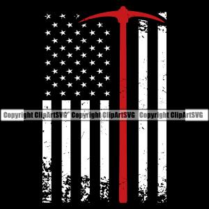 Mining Miner Mine Coal Mineral Industry Equipment Mining USA Flag Axe Color Design Element United State Industrial Machine Machinery Dig Construction Supplement Art Design Logo Clipart SVG Browse Cheap Pice