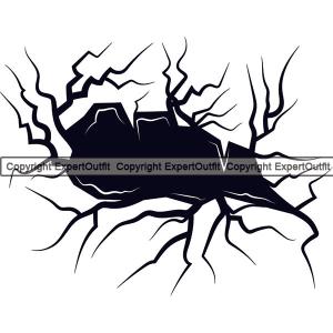 Cracked Hole Floor Wall Shatter Break Vector Design Element Crack Cracked Broken Logo Glass Cement Brick Wall Floor Ground Clipart SVG Best Wholesale Sale Online