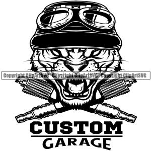 Custom Garage Quote Color Vector Tiger Face Piston Crossed Design Element Mechanic Engine Auto Repair Automotive Service Car Truck Motorcycle Technician Garage Shop Vehicle Maintenance Company Busines Outlet Huge Surprise