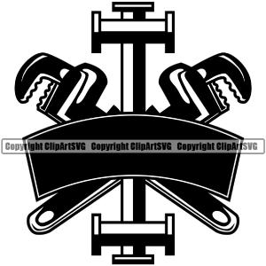 Crossed Plumber Pipe Wrench Color Vector Repair Service Plumbing Work Kitchen Professional Tool Repairman Handyman Equipment Drain House Water Maintenance Bathroom Clipart SVG Discount Low Shipping Fee