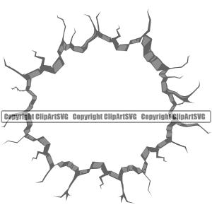 Cracked Hole Wall Floor Break Hit Smash Brick Broken Crack Piece Vector Design Element Crack Cracked Break Broken Glass Cement Brick Wall Floor Ground Clipart SVG Cost For Sale