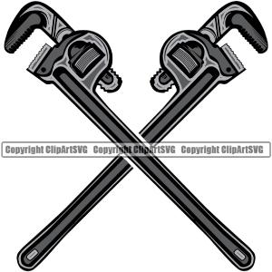 Crossed Wrench Design Plumber Pipe Repair Service Plumbing Work White Background Kitchen Professional Tool Repairman Handyman Equipment Drain House Water Maintenance Bathroom Clipart SVG Shop Offer