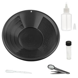 5 Piece Gold Pan Kit with 12" Gold Pan, Tweezer, Snifter Bottle, Dropper and Glass Vial Free Shipping Pay With Visa