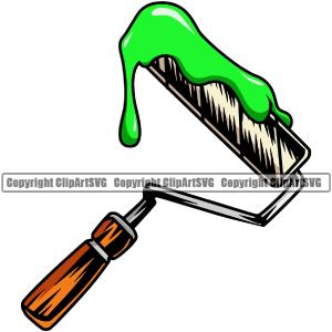 Painting Renovation Paint Roller Color Design Element Green Color Dripping White Background House Home Improvement Wall Room Painter Repair Renovating Service Work Worker Painter DIY Art Logo Clipart Buy Cheap Best Store To Get