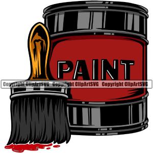 Painting Renovation Paint Brush And Can Vector Color Design Element House Home Improvement White Background Wall Room Painter Repair Renovating Service Work Worker Painter DIY Art Logo Clipart SVG Footlocker For Sale