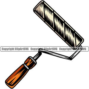 Painting Renovation Paint Roller Color Design Element White Background Roller Side Design House Home Improvement Wall Room Painter Repair Renovating Service Work Worker Painter DIY Art Logo Clipart SV Sale Reliable