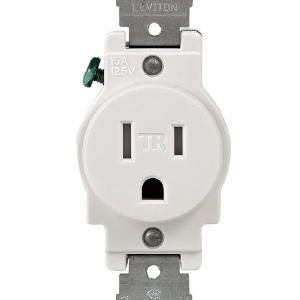 Leviton T5015-W Tamper Resistant Single Outlet, White, 125 Volts Cheap With Mastercard