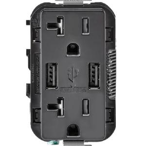 Leviton T5832-E Receptacle & USB Charger, 20 Amp, 125 Volts, Black Top Quality Online