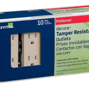 Leviton T5325-TMP Decora Tamper Resistant Outlet, 125 Volt With Paypal Cheap Pice