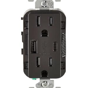 Leviton T5633-E Decora Receptacle & USB Charger, 15 Amp, 125 Volts, Black Visit Cheap Pice