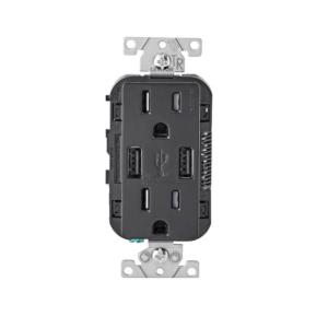 Leviton R05-T5632-0BE Duplex Outlet and USB Charger, Black, 125 volt Best Place For Sale