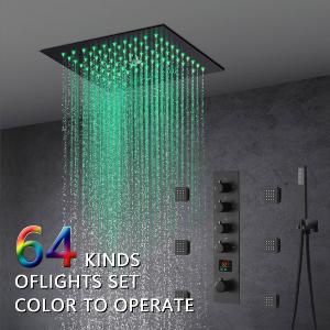 12-Inch Flush-Mount Matte Black Thermostatic Shower Faucet: 4-Way Control, 64-Color LED Lighting, Bluetooth Music, Optional Digital Display, and Body Sprayers Cheap Lowest Pice