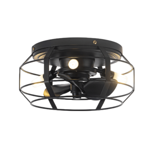 12" Industrial Flush Mount Ceiling Fan with Light and Remote Control Cheap Best Wholesale