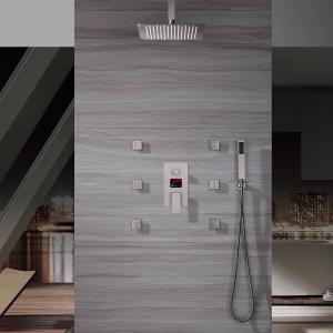 12 Inch or 16 Inch Ceiling Mounted 3-Way Brushed Nickel Digital Display Shower Faucet - Includes 6 Body Jets" Clearance Footlocker Pictures