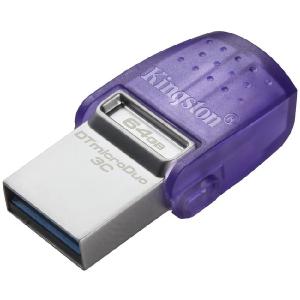 Kingston DataTraveler microDuo 3C USB Flash Drive - 64 GB - USB 3.2 (Gen 1) Type C, USB 3.2 (Gen 1) Type A - 200 MB/s Read Speed - Purple - 5 Year Warranty Cheap Wholesale