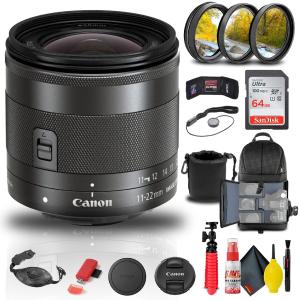 Canon EF-M 11-22mm f/4-5.6 IS STM Lens (7568B002)   Filter Kit   BackPack   More Order