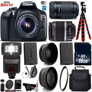 Canon EOS Rebel T6 DSLR Camera with 18-55mm is Lens & 55-250mm is STM Lens   Flash   UV FLD CPL Filter Kit Base Bundle Free Shipping Fake