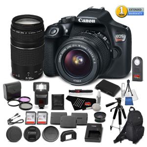 Canon EOS Rebel T6 Digital SLR Camera 1159C003 Bundle with 18-55mm f/3.5-5.6 is II Lens   EF 75-300mm f/4-5.6 III Pro Bundle Cheap Low Shipping