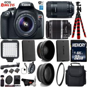 Canon EOS Rebel T6 DSLR Camera with 18-55mm is Lens & 55-250mm is STM Lens   LED   UV FLD CPL Filter Kit Starter Bundle Free Shipping 2025 New