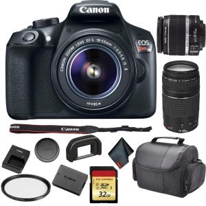 Canon EOS Rebel T6 DSLR Camera with 18-55mm Lens 1159C003 Bundle with Canon EF 75-300mm f/4-5.6 III Lens   32GB Memory C Largest Supplier For Sale