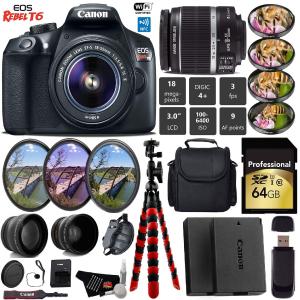 Canon EOS Rebel T6 DSLR Camera with 18-55mm is II Lens   UV FLD CPL Filter Kit   4 PC Macro Kit   Wide Angle & Telephoto Pro Bundle Cheap Sale For Cheap