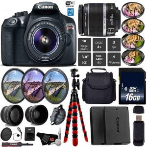 Canon EOS Rebel T6 DSLR Camera with 18-55mm is II Lens   UV FLD CPL Filter Kit   4 PC Macro Kit   Wide Angle & Telephoto Lens Base Bundle Really For Sale