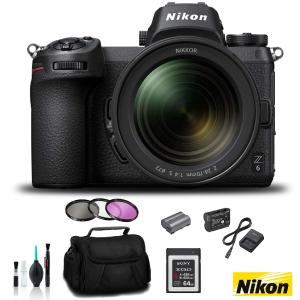 Nikon Z 6 Mirrorless FX-Format Digital Camera with 24-70mm Lens - Bundle 64GB Memory Card   EN-EL15 Li-on Battery   Exte Cheap 100% Original