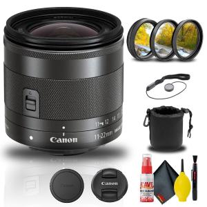 Canon EF-M 11-22mm f/4-5.6 IS STM Lens (7568B002)   Filter   Lens Pouch Base Bundle Free Shipping Online