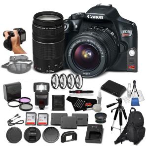 Canon EOS Rebel T6 Digital SLR Camera Bundle with EF-S 18-55mm f/3.5-5.6 IS II Lens   EF 75-300mm f/4-5.6 III Telephoto Zoom Lens   64GB Memory Card Discount Huge Surprise