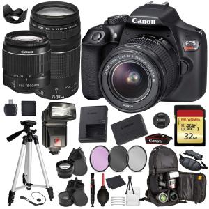 Canon EOS Rebel T6 Digital SLR Camera with EF-S 18-55mm   EF 75-300mm (Black) Professional Accessory Bundle Package Deal Free Shipping Outlet