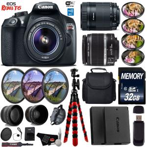 Canon EOS Rebel T6 DSLR Camera   18-55mm is Lens & 55-250mm is STM Lens   UV FLD CPL Filter Kit   4 PC Macro Kit Starter Bundle Cheap Sale Visit New