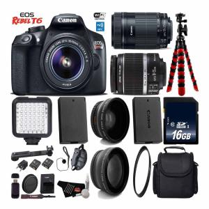 Canon EOS Rebel T6 DSLR Camera with 18-55mm is Lens & 55-250mm is STM Lens   LED   UV FLD CPL Filter Kit Base Bundle Clearance Get To Buy