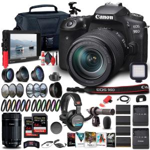 Canon EOS 90D Camera W/ 18-135mm and Canon EF-S 55-250mm Lenses  - Pro Bundle Buy Cheap Big Sale